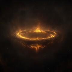Wall Mural - mystical fiery ring portal to another dimension with ethereal energy in dark cosmic space