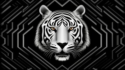 Poster - invite tiger black and white