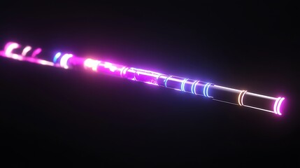 Poster - Neon Glowing Futuristic Telescopic Wand in Dark Space Science Fiction Fantasy Illustration