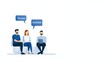© Blackmint Studio - Three individuals are engaged in a discussion in a modern workspace. Two people sit together while the third uses a laptop, sharing thoughts and exchanging ideas in a collaborative atmosphere