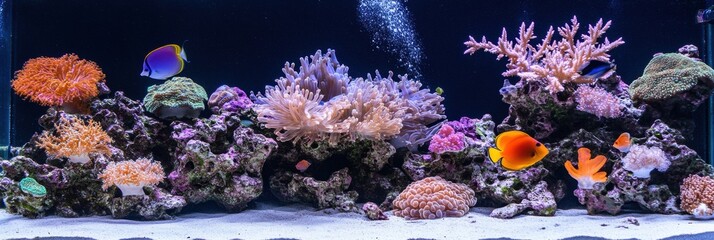 Poster - Vibrant coral reef teeming with colorful tropical fish in a pristine underwater ecosystem. Generative AI