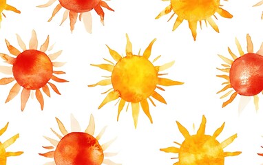 Poster - Watercolor Sun Pattern Background