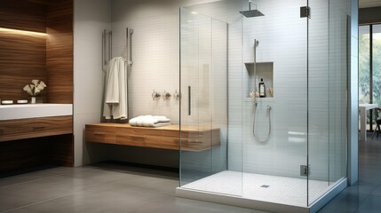 Wall Mural - frameless glass shower