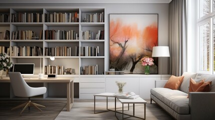 Wall Mural - modern home office library