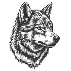 Poster - Wolf Portrait, Vintage Style, Graphic Design, possible use for logo or branding