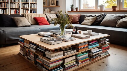 Wall Mural - cozy books coffee table