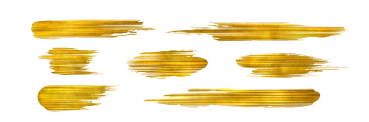 Poster - gold foil brush strokes collection - shiny metallic golden smears, swipes and splashes with textured