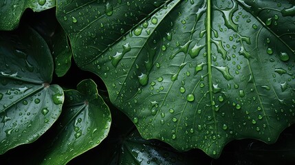 Wall Mural - droplets leaves jungle