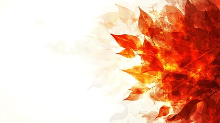 Poster - Autumn leaves, fiery red, white background, design element
