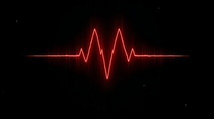 Poster - Red EKG Heartbeat Graph Design Element on Black Background High Contrast Modern Presentation