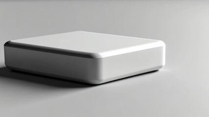 Wall Mural - white rectangular object on gray background, studio shot, product display