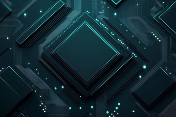 Aufkleber - Futuristic abstract design featuring dark teal and black squares with circuit board lines
