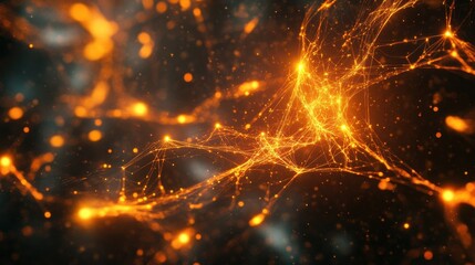 Poster - A 3D plexus network with glowing lines and nodes connecting in a complex web, representing the digital world and AIgenerated data.