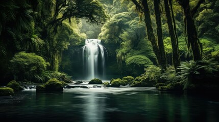 Canvas Print - landscape green waterfall