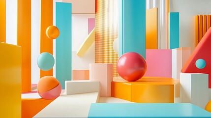 Poster - Colorful geometric shapes abstract background, product display