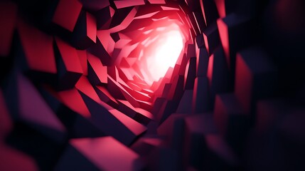 Aufkleber - Abstract tunnel of dark red geometric shapes