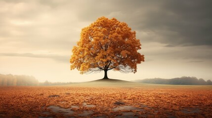 Wall Mural - golden isolated autumn tree