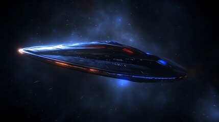 Poster - Sleek Spaceship Drifting Through Distant Stars  Navigating Celestial Pathways in Deep Space Odyssey