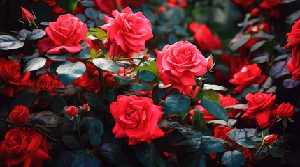 Sticker - branches red rose bush