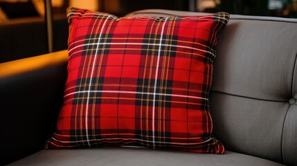 Poster - sofa plaid pattern red