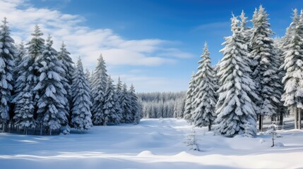 Poster - green snow and pine trees