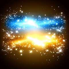 Poster - Starry Light Burst with Dual Tone Sky for Digital Composition and Background Texture Illustration