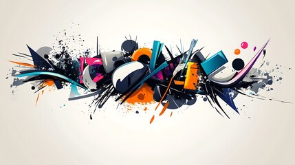Poster - Abstract Graffiti Art Banner, vibrant colors, dynamic composition, possible use for posters, album covers