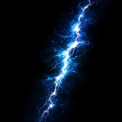 Wall Mural - striking blue lightning bolt on a black background electric discharge visual effect spark