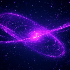 Poster - Stunning Visualization of Cosmic Galaxy Formation with a Brilliant Purple and Blue Starfield View
