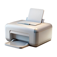 Fototapete - Grey 3d paper printer icon. 3d rendering isolated on white background. Cartoon plastic style