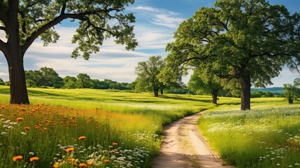 Poster - sunlight road with grass