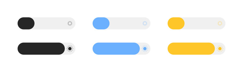 Poster - Phone brightness set icons. Flat and silhouette style. Vector icons.