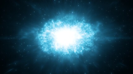 Wall Mural - Supernova Event in Deep Space Cosmic Explosion of Blue Light and Energy Radiating Outwards Image