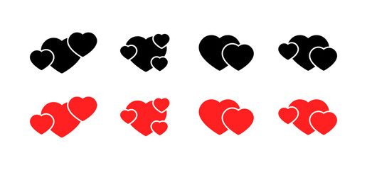 Poster - Heart set icons. Flat and silhouette style. Vector icons.