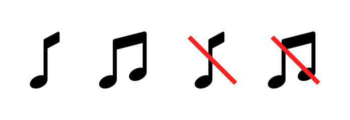 Poster - Music, music off icons. Silhouette and flat style. Vector icons.