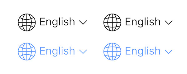 Poster - English set icons. Linear and flat style. Vector icons.