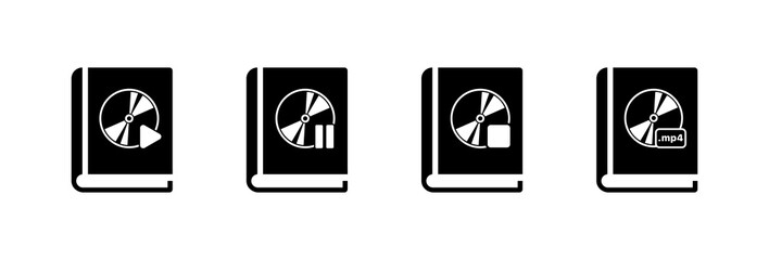 Poster - Audio book icons. Silhouette style. Vector icons.