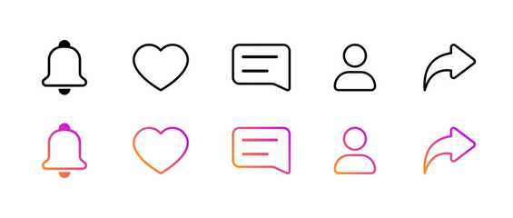 Poster - Social media reactions set icons. Flat and linear style. Vector icons.