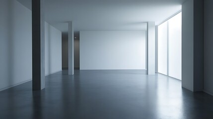 Aufkleber - Empty modern minimalist room with large windows
