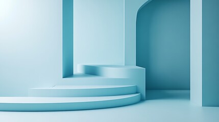 Poster - Light Blue Geometric Podiums for Display