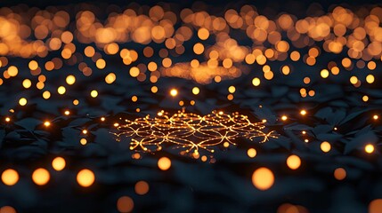 Poster - Glow forest concept. A mesmerizing close-up of glowing lights creating a captivating visual pattern.