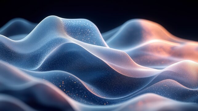 Abstract Blue and Orange Wavy Particle Background