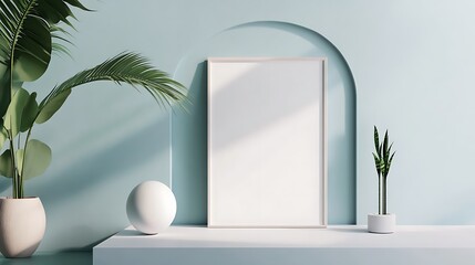 Aufkleber - Empty frame mockup in minimalist interior