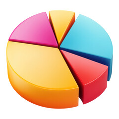 Poster - Vibrant pie chart illustration, showcasing data segments in various colors, designed with a transparent background for versatile use