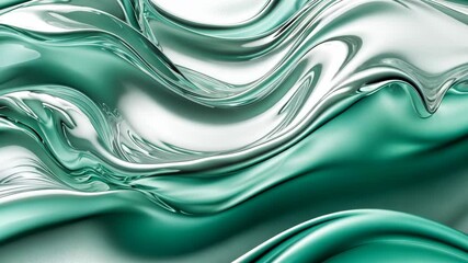 Poster - Abstract fluid art: dynamic turquoise and white waves in motion