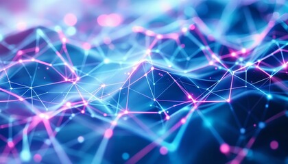 Wall Mural - futuristic network, abstract glowing nodes and interconnected lines