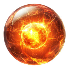 Poster - Glowing plasma ball icon, vibrant energy sphere, dynamic design, transparent background, ideal for digital art and graphics