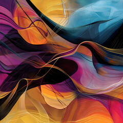 Poster - Abstract Artistic Swirls: An abstract artwork featuring a mesmerizing dance of vibrant, flowing lines, a symphony of colors that capture the essence of creative expression.