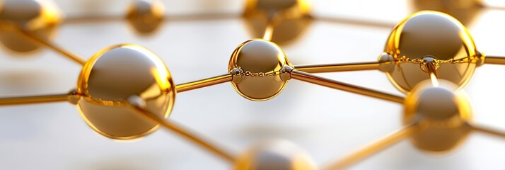 Poster - Golden Network Abstract Structure of Interconnected Spheres with Vivid Palette and Sharp Details