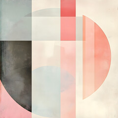 Poster - Geometric Harmony: A mesmerizing dance of shapes and colors unfolds, with a bold, captivating composition. Clean lines and soft textures play in artistic alignment.